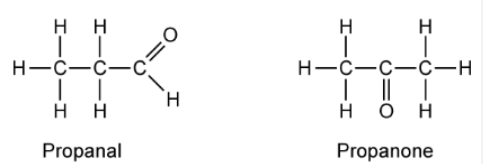 Propanal and Propanone structures