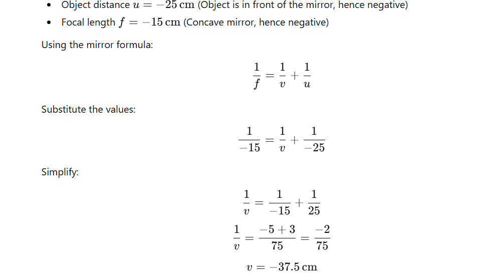 Mirror formula solution with sign convention diagram